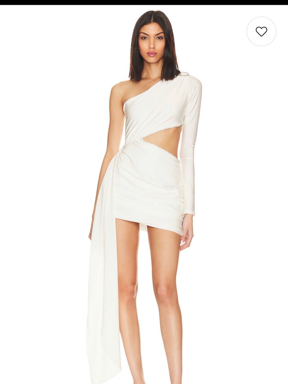 Revolve One-Shoulder Ivory Cutout Mini Dress